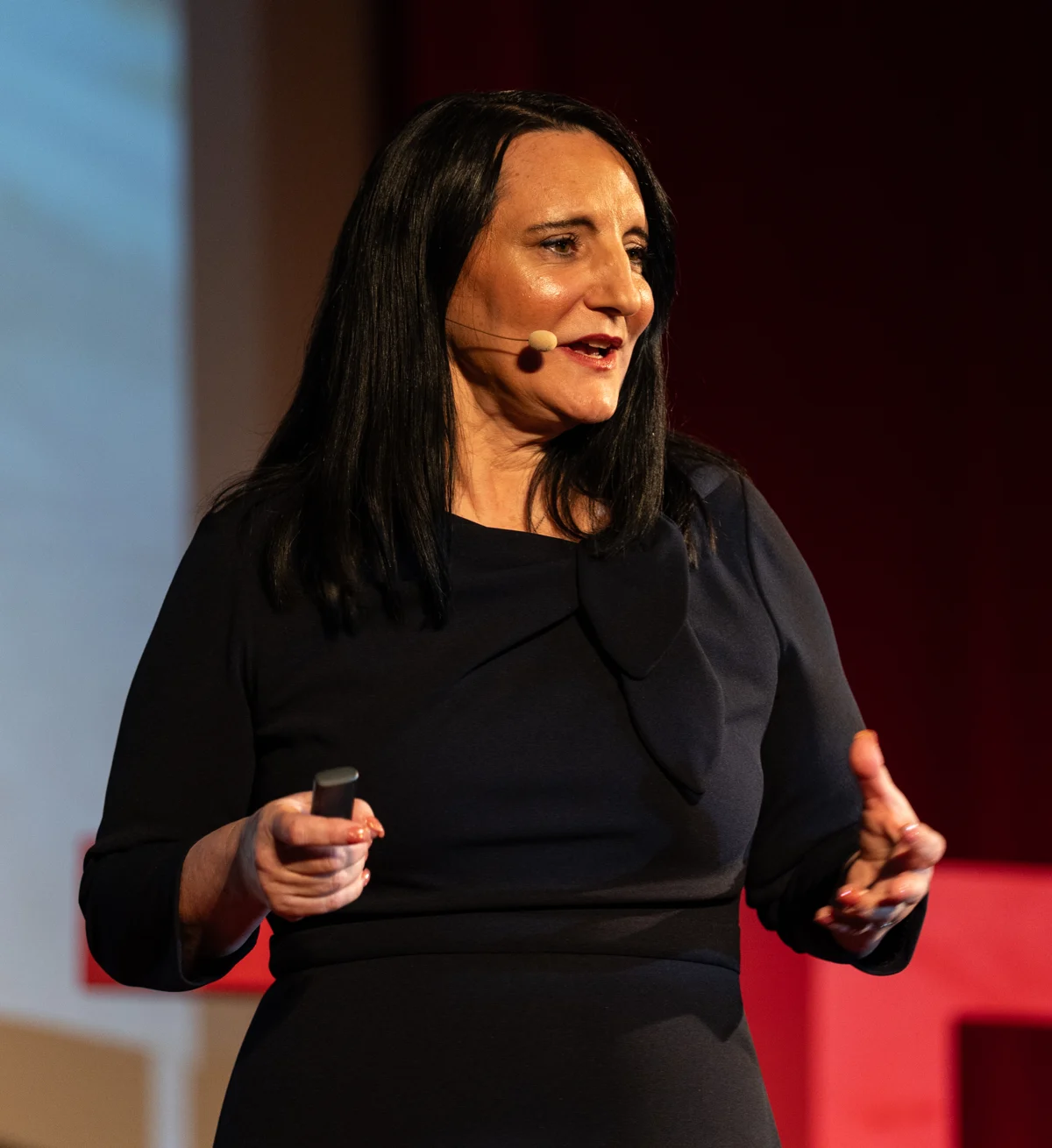 Dr. Roseann speaking on the TEDx Kalundborg stage