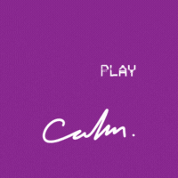 Purple background with text reading Play and Calm