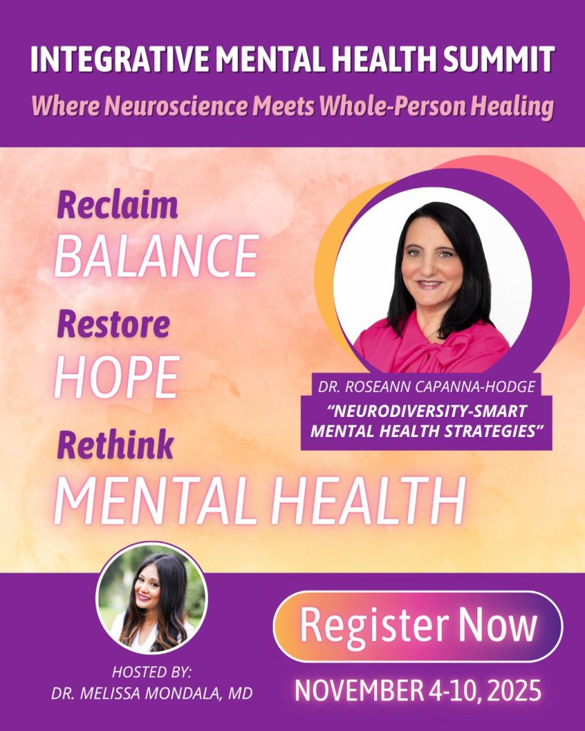 Integrative Mental Health Summit event poster featuring Dr. Roseann Capanna-Hodge