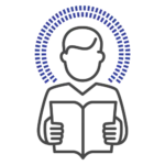Person with open book and thumbs up gesture representing learning