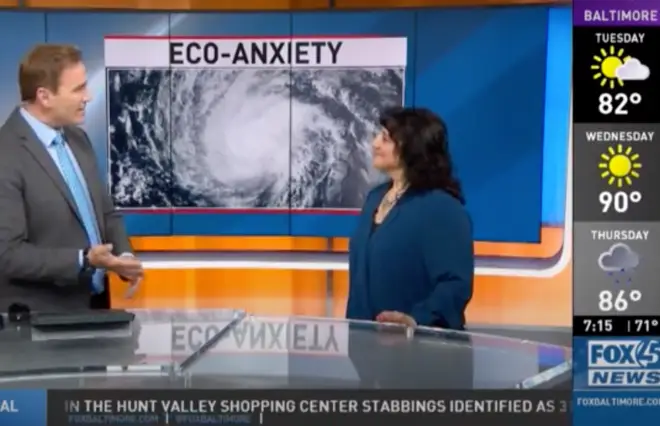 Dr. Roseann Capanna-Hodge on Fox45 Baltimore discussing eco-anxiety