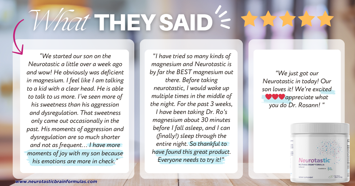 Customer testimonials about Neurotastic with five-star ratings