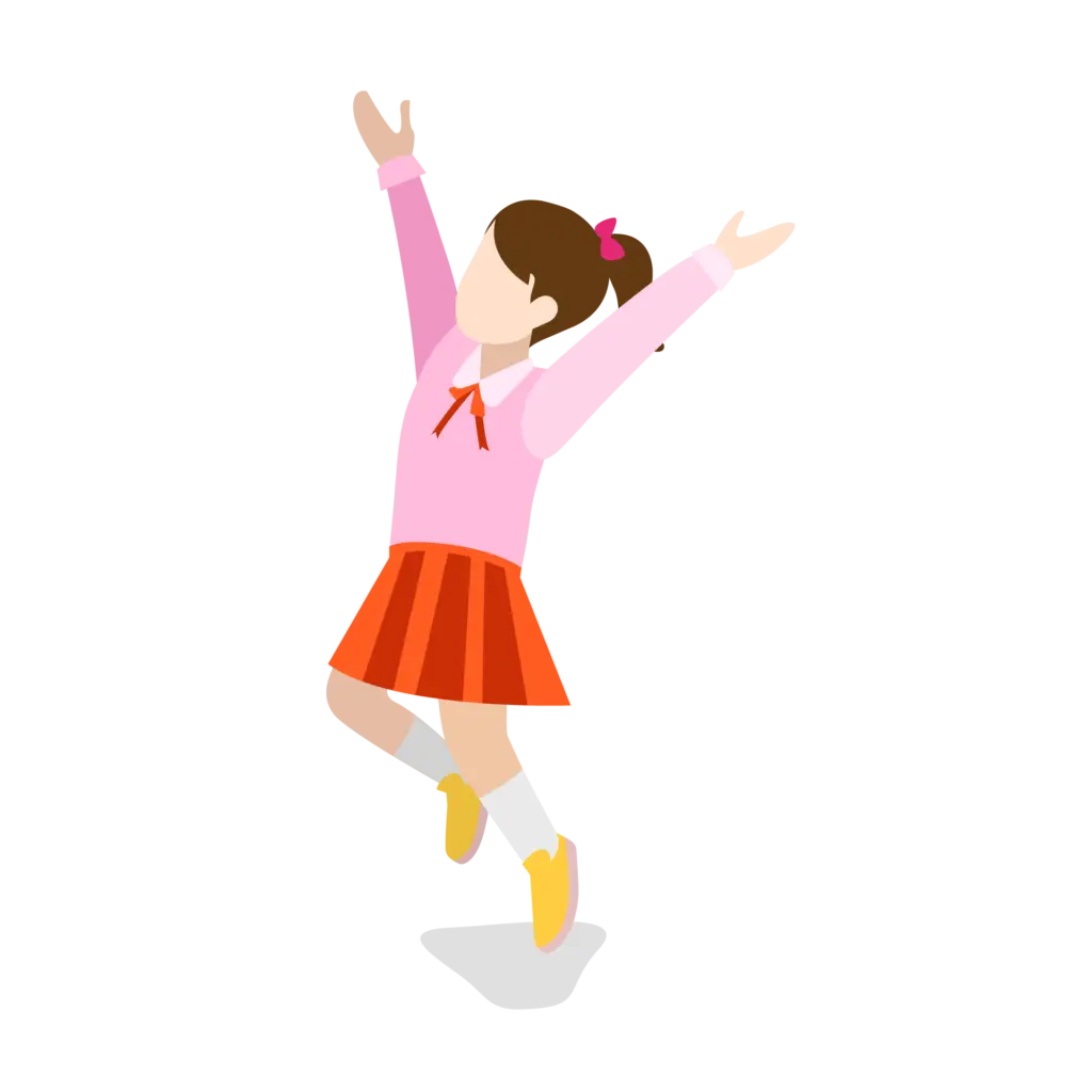 Illustration of happy girl jumping with arms raised