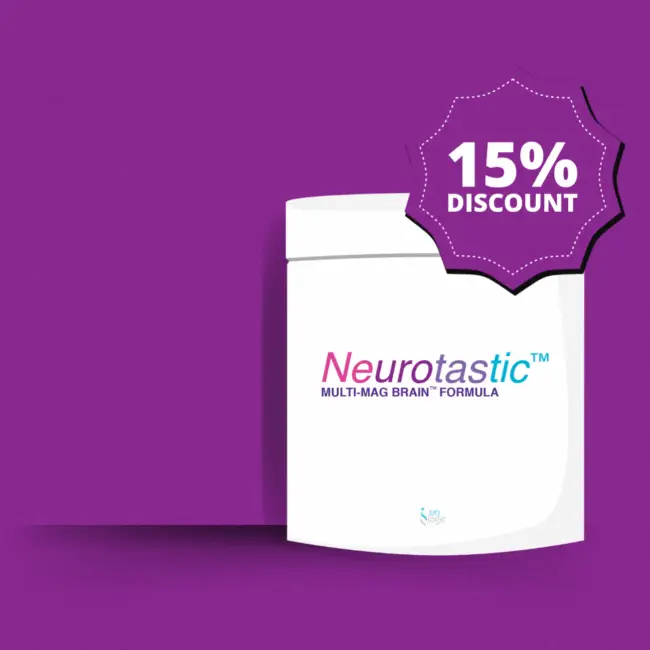 Neurotastic Multi-Mag Brain Formula bottle with 15% discount badge