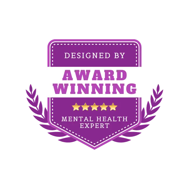 Award Winning Mental Health Expert badge with stars and laurels
