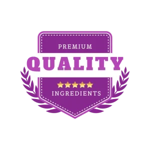Premium Quality Ingredients badge with five-star rating