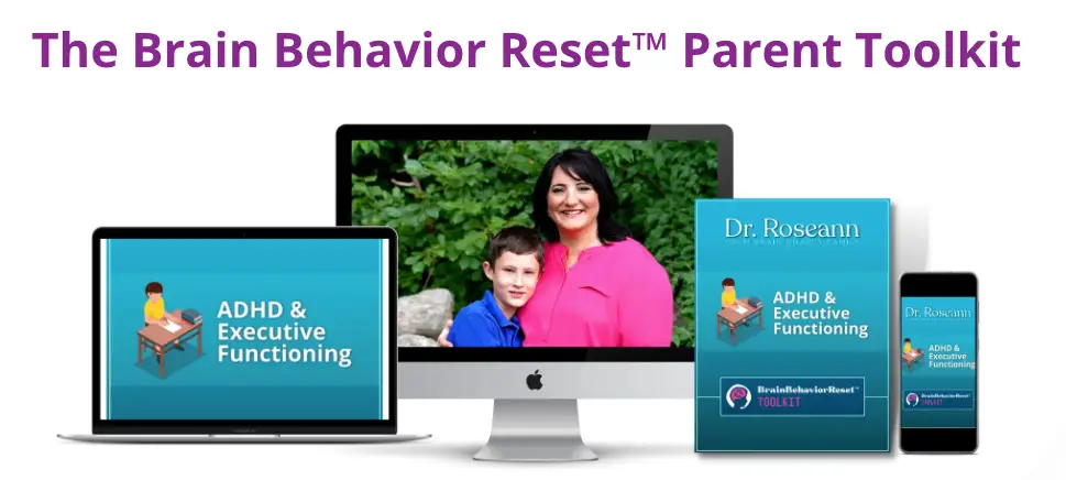The Brain Behavior Reset Parent Toolkit displayed across multiple devices