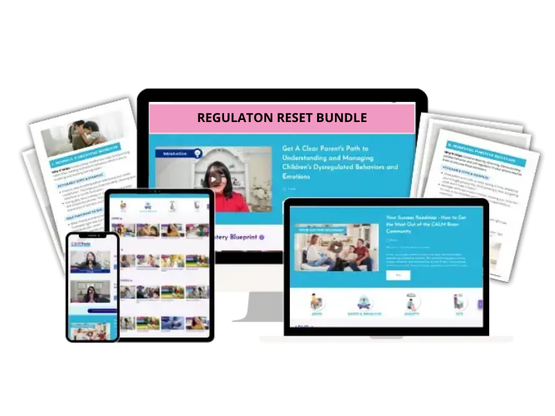Device mockups of Regulaton Reset Bundle course materials
