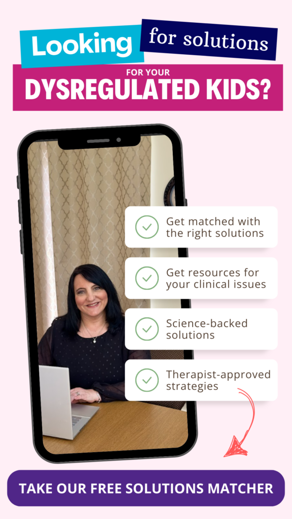 Mobile app mockup for Dr. Roseann's solutions matcher for dysregulated kids