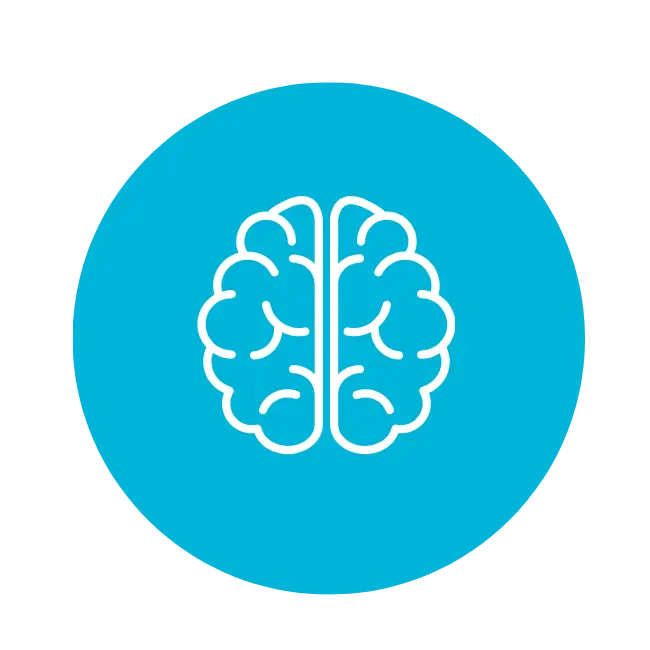 Brain illustration on blue circle