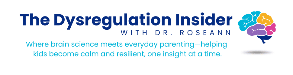 The Dysregulation Insider newsletter banner with colorful brain graphic and tagline about brain science and parenting