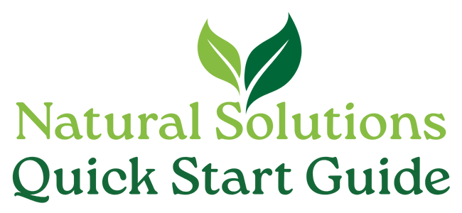 Natural Solutions Quick Start Guide text with leaf graphic