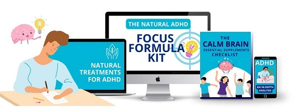 Product mockup displaying Natural ADHD materials across multiple devices